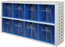 Cajonera con elementos transparentes abatibles