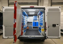 Equipamiento con rampa de carga y estanterías en el Toyota Proace Max