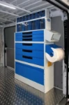 Muebles para furgoneta Syncro System en vehículo para asistencia celdas frigoríficas