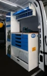 Plataforma de trabajo para mantenimiento de carros elevadores en furgoneta